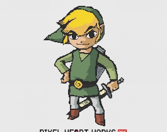 Zelda The Wind Waker Link Green Tunic Cross Stitch Pattern (PDF Download)