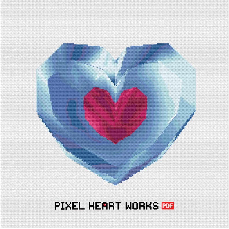 Zelda Ocarina Of Time Piece of Heart Cross Stitch Pattern (PDF Download) image 1