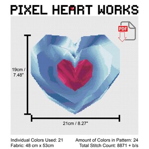 Zelda Ocarina Of Time Piece of Heart Cross Stitch Pattern (PDF Download) image 2