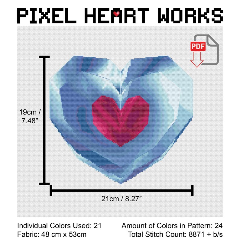 Zelda Ocarina Of Time Piece of Heart Cross Stitch Pattern (PDF Download) image 2