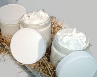 Whipped  Body  Butter - unscented - 8 ounce - Vegan friendly.Body butter with coconut oil, cocoa butter and shea butter,