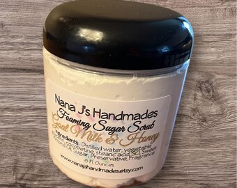 Goat Milk & Honey Foaming Sugar Scrub: Natural Exfoliating Body Wash