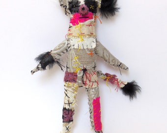 Cross-eyed dog - textile animal