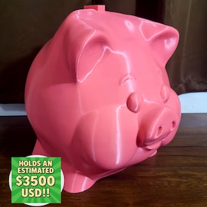 LARGE Piggy Bank - XL Piggy Bank - Smash Bank - Huge Coin Bank - Giant Coin Bank Holds 3,500 USD