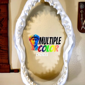 HUGE Shark Jaw Replica - LARGE Unique Shark Bone  - Nautical Ocean Theme Decor - Shark Wall Mount - Unique Shark Teeth Decor