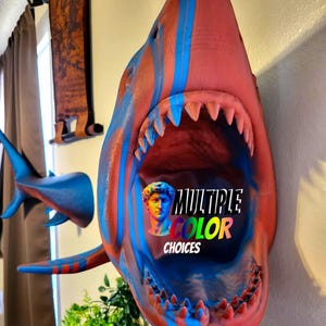 LARGE 3D shark wall decor - Shark Wall Sculpture - Large Realistic Shark Bust - Nautical Ocean Theme Decor - Jaws Theme - Shark Wall Mount