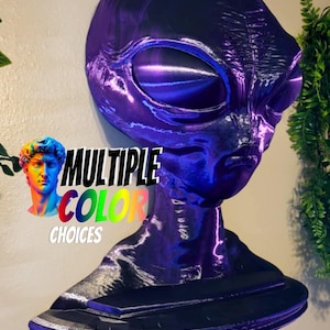 LARGE Grey Alien Head Bust - 3D Alien Wall Art - Space Decor - Cosmic Decor - Alien Wall Mount - Sci-Fi Space Theme Decor