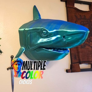 LARGE Shark Wall Sculpture - Large Realistic Shark Bust - Nautical Ocean Theme Decor - Jaws Theme - Shark Wall Mount - Shark Art