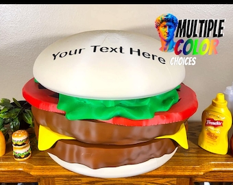 Enorme hamburguesa doble con queso personalizada de 48 cm (19 pulgadas) - Decoración gigante para fotos - Accesorio para fotografía comercial