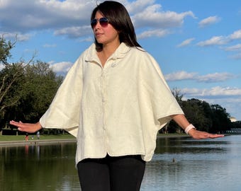 ANDEAN ALPACA BABY alpaca artesanal feminina bege claro xale capa M