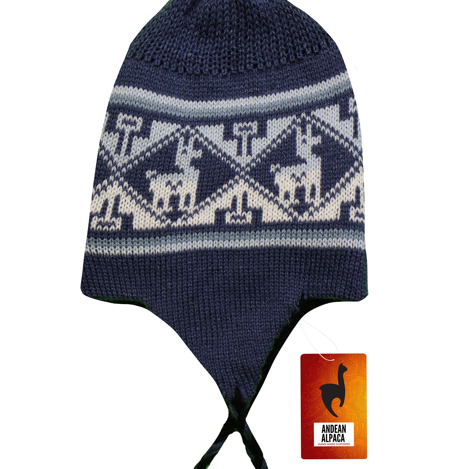 Beautiful Hand-Crafted Blue Alpaca Wool Hat from the Andes Mountains of Peru NWT Unisex Soft Alpaca Blend Knit Hat in Indigo Blue - Indigo  main image 4