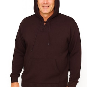Sudadera con capucha para hombre, hecha a mano, de ALPACA ANDINA, color marrón, talla XL