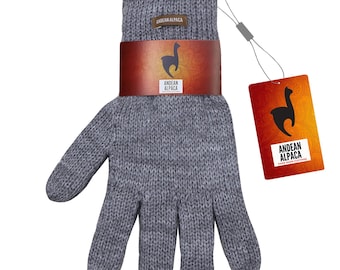 HANDMADE ANDEAN ALPACA Women's L light gray gloves
