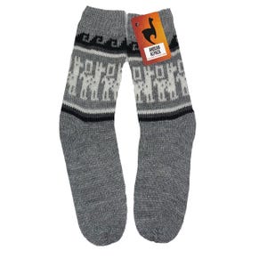 HANDMADE ANDEAN ALPACA mid calf light gray socks