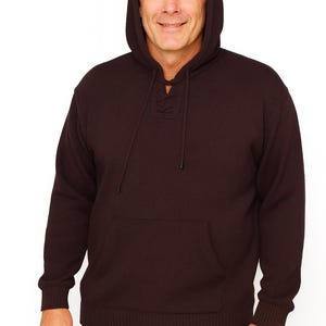 Sudadera con capucha para hombre, hecha a mano, de ALPACA ANDINA, color marrón, talla XL