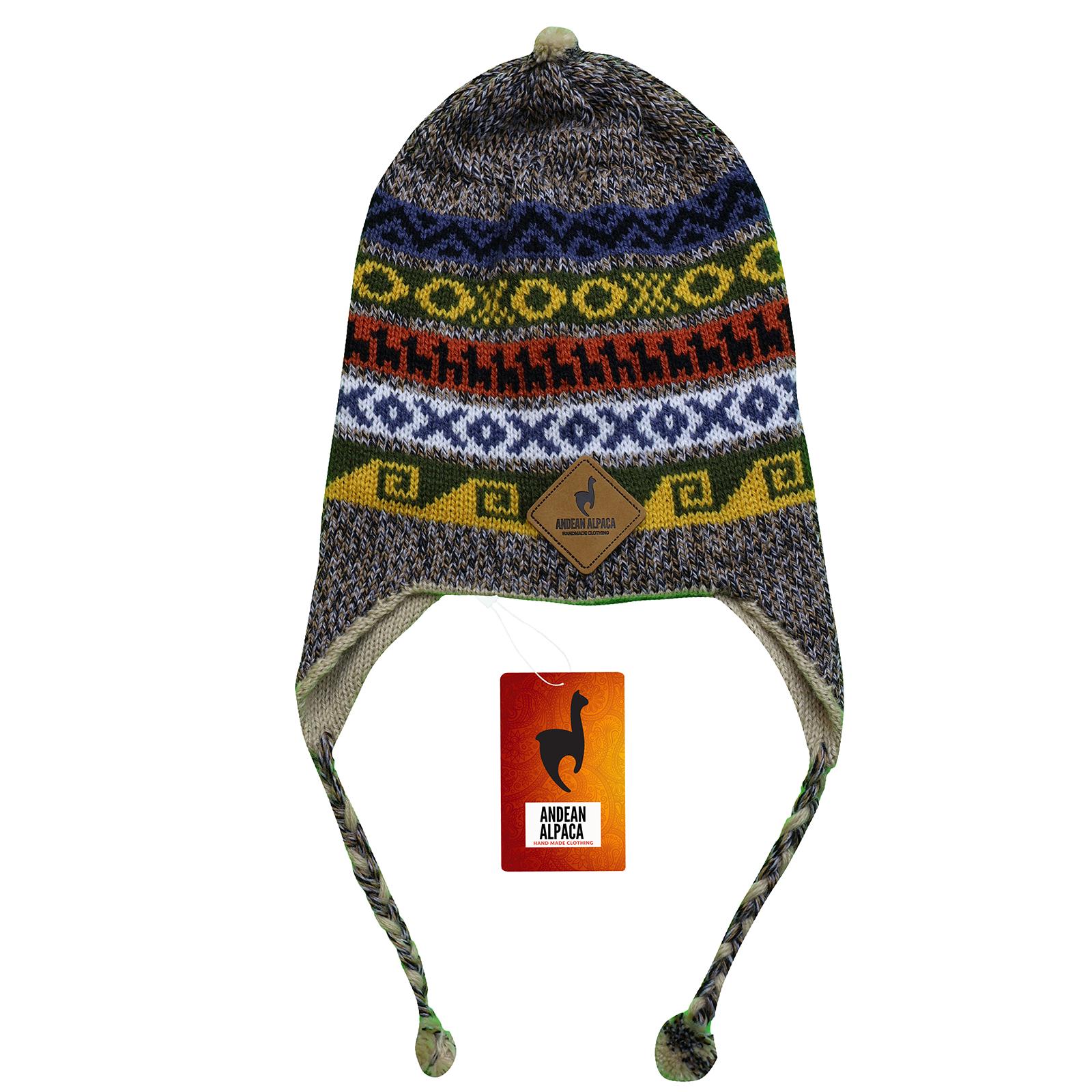 HANDMADE ANDEAN ALPACA Salmon Reversible Beige Hat With Ear  display picture 2