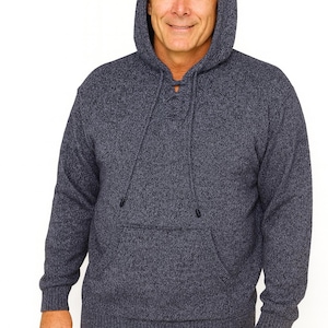 Heren HANDMADE ANDEAN ALPACA grijze pull-over hoodie, xL