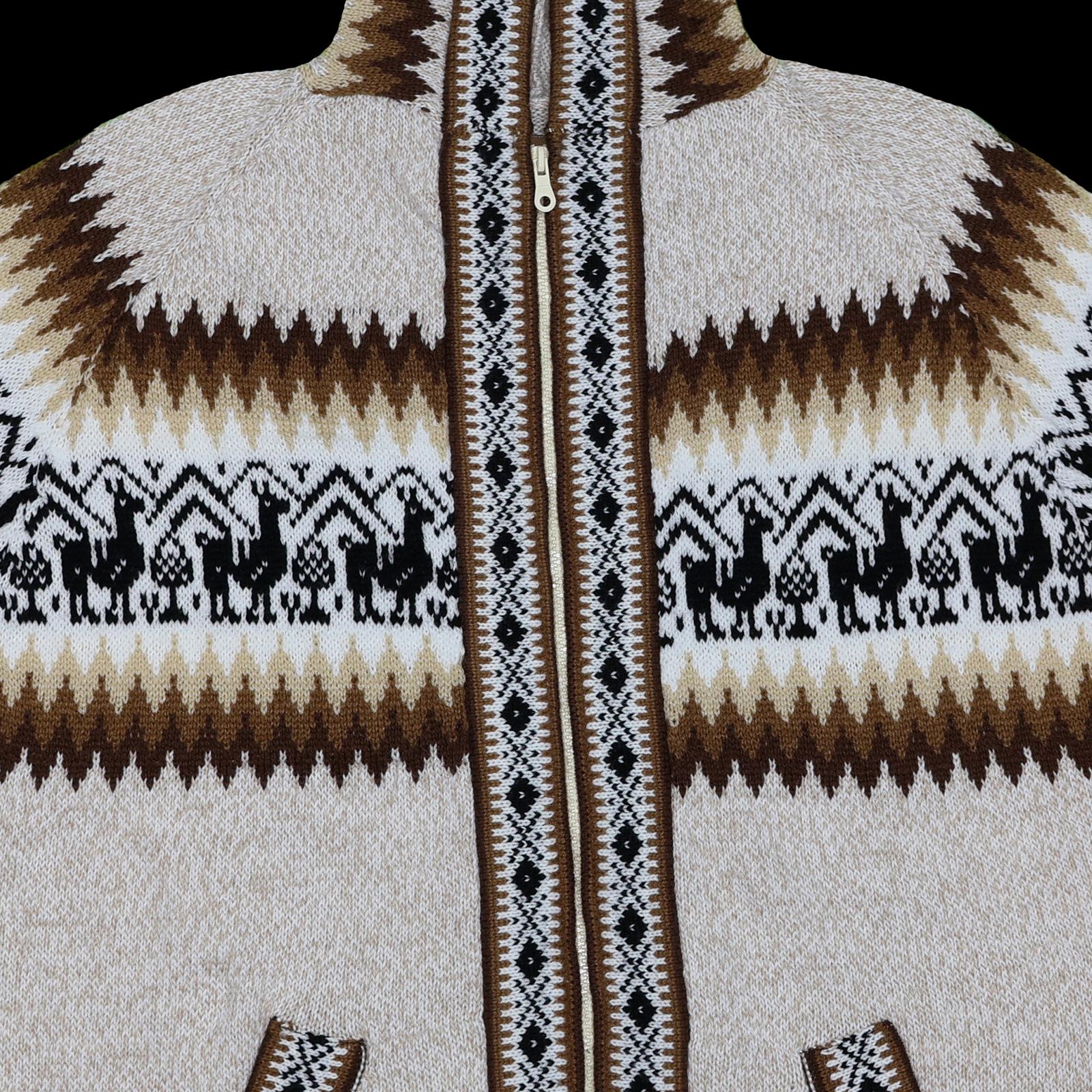 Men HANDMADE ANDEAN ALPACA Beige Zip Hoodie Sweater Sz L - Etsy