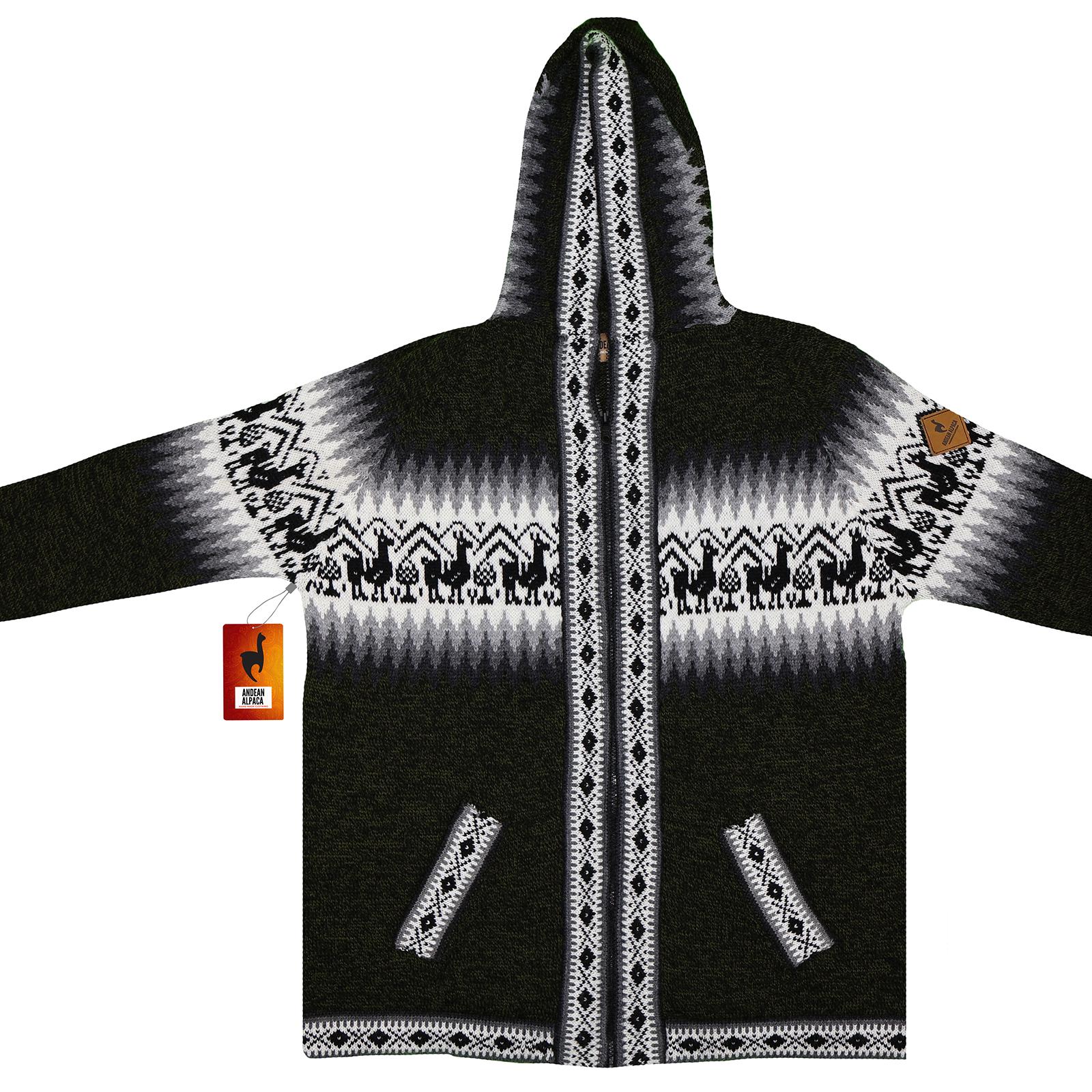 alpaca様 Men HANDMADE ANDEAN ALPACA Dark Green Zip Hoodie Sweater Sz L - Etsy