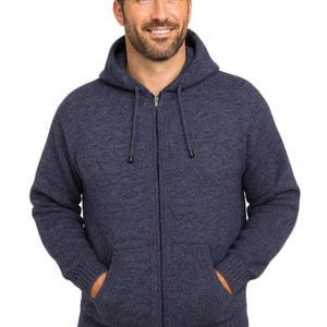 Men HANDMADE ANDEAN ALPACA solid gray zip hoodie sweater sz xL