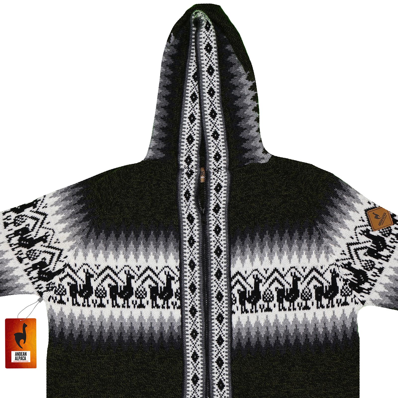 Men HANDMADE ANDEAN ALPACA Dark Green Zip Hoodie Sweater Sz L - Etsy