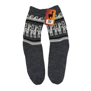 HANDMADE ANDEAN ALPACA mid calf dark gray socks