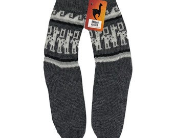 HANDMADE ANDEAN ALPACA mid calf dark gray socks