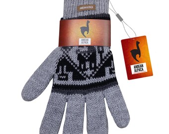 HANDMADE ANDEAN ALPACA Women's L light gray gloves