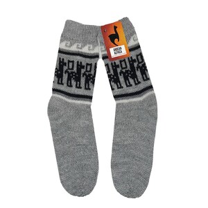 HANDMADE ANDEAN ALPACA mid calf light gray socks