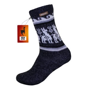 HANDMADE ANDEAN ALPACA mid calf dark gray socks