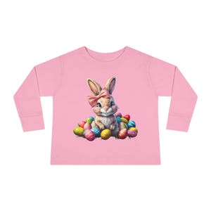Long Sleeve Tee for Easter Breakfast, Cute Kids Long Sleeve T-Shirt, Children's Spring Shirt, Rabbit Top, Kids Easter
