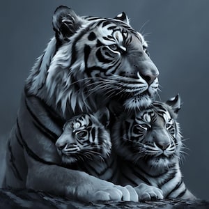 Tiger Family Wall Art - Digital Download for Home Decor