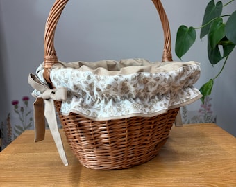Handwoven Wicker Bicycle & Shopping Basket with Leather Straps