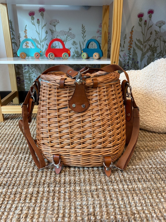 Wicker Backpack, Handmade Natural Basket, Wicker Bag, School