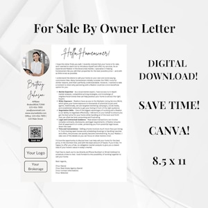 Folleto de bienes raíces FSBO / Carta de venta por propietario / Folleto agrícola / Carta de prospección / Marketing inmobiliario / Correo / Plantilla Canva