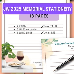 Papelería para cartas conmemorativas JW 2025 / Carta de invitación / Diseño limpio / Imprimible / 8.5x11 / Papelería JW / Archivo digital