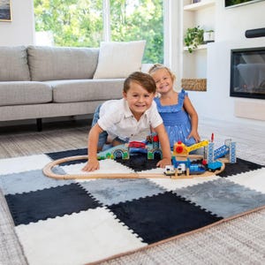 Large 16 Piece Carpet Squares Puzzle Mat - Plush Interlocking Carpet Tiles, Foam Floor Tiles for Baby Mat - Kids Play Mat Anti Slip Jigsaw