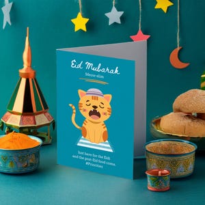 Eid Karten Lustig und Coole Eid Mubarak Grußkarte im Set für Familie und Freunde Eid Wand Kunst Dekor