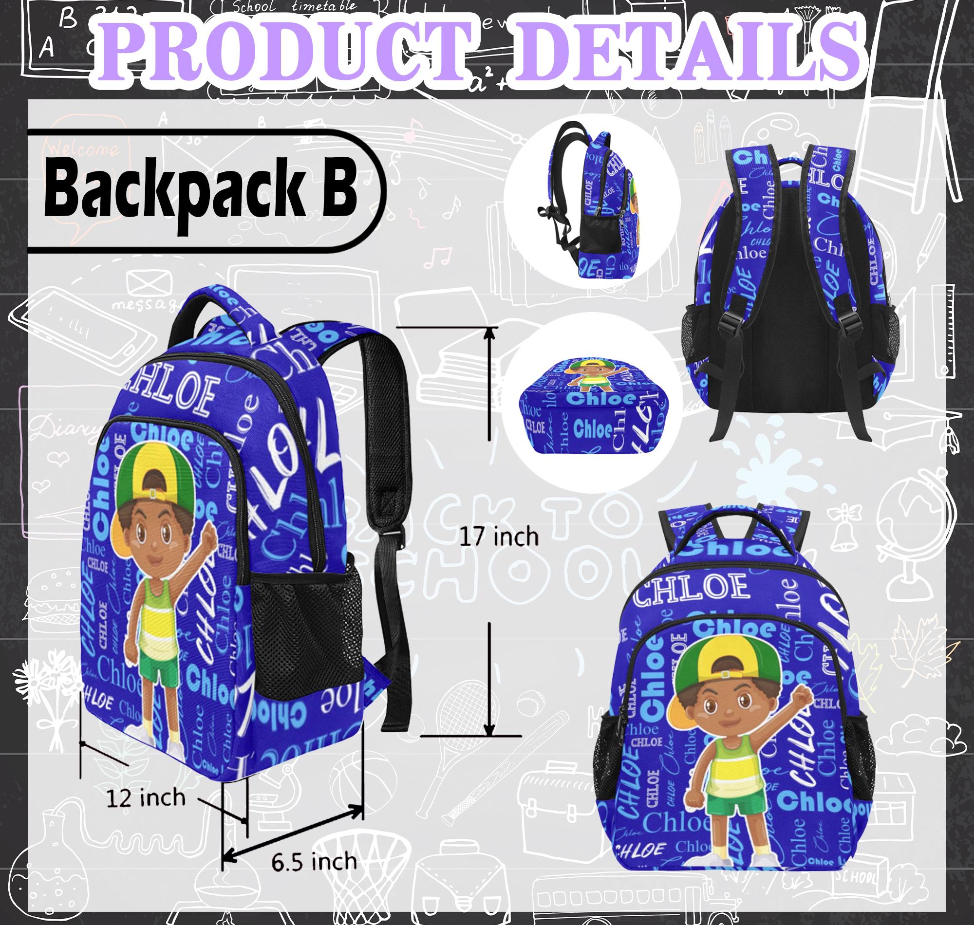 Personalized Name Backpack For Student, Back To School Gift with Name, Lunch Bag, Pencil Bag, Black Boy/Girl Bookbag, Birthday Gift for Kids
