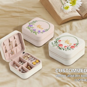 Cajas de joyería personalizadas, Cajas de joyería personalizadas, Caja de joyería para dama de honor, Estuche de viaje de cuero para joyas, Caja de regalo para hermanas, amigas