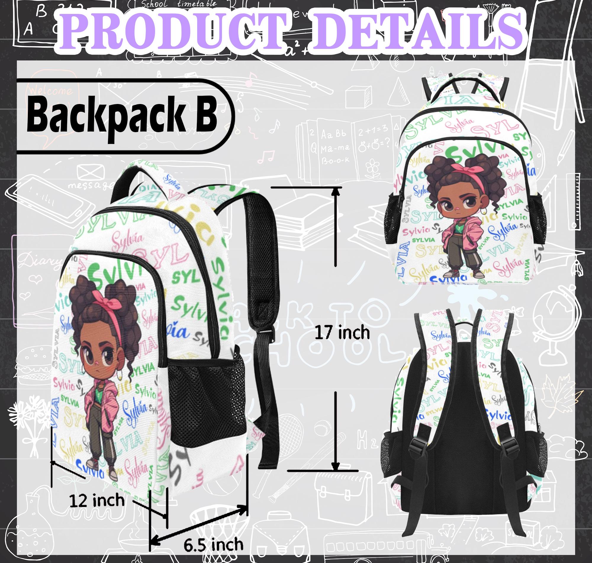 Custom Black Girl Backpack Lunch Bag, Preschool Name Backpack Lunch Bag, Custom Name School Bag for Girl, Back to School Gift, Birthday Gift