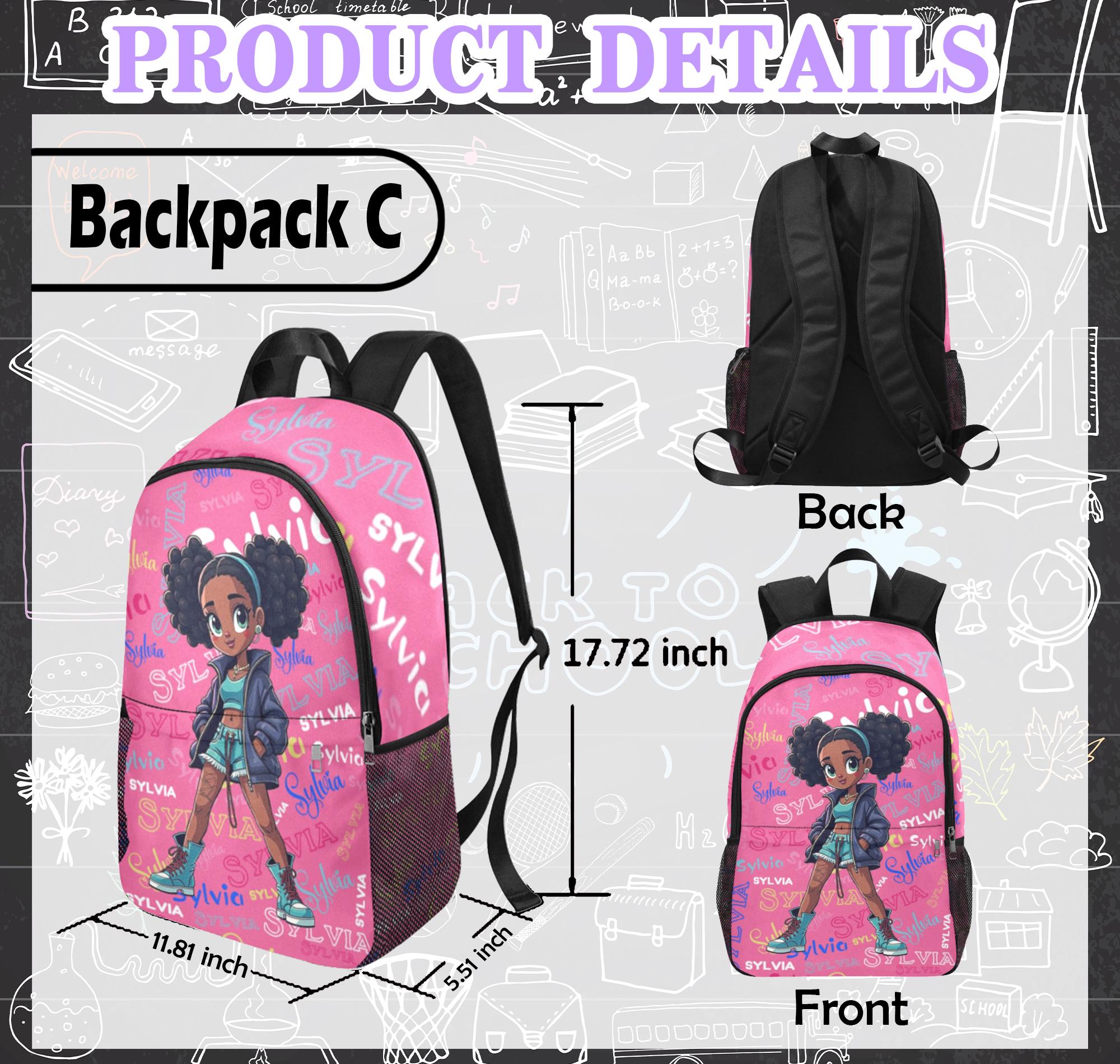 Custom Black Girl Backpack Lunch Bag, Preschool Name Backpack Lunch Bag, Custom Name School Bag for Girl, Back to School Gift, Birthday Gift