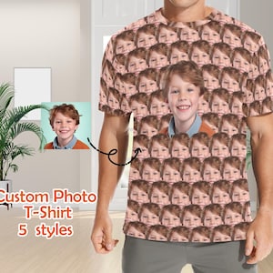 Custom Face T-shirt for Men, Personalized Shirt for Father, Photo Shirts, BF T-shirts, Your Kids Picture Shirts, Family Shirts, Dog Face Tee