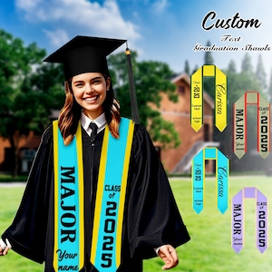 Personalized Graduation Stole: Custom Text & Logo, Class of 2025