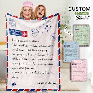 Manta personalizada para mamá, regalos para el día de la madre, regalos para mamá, carta para mamá, personaliza tus palabras en la manta, regalos para mamá de hija e hijo