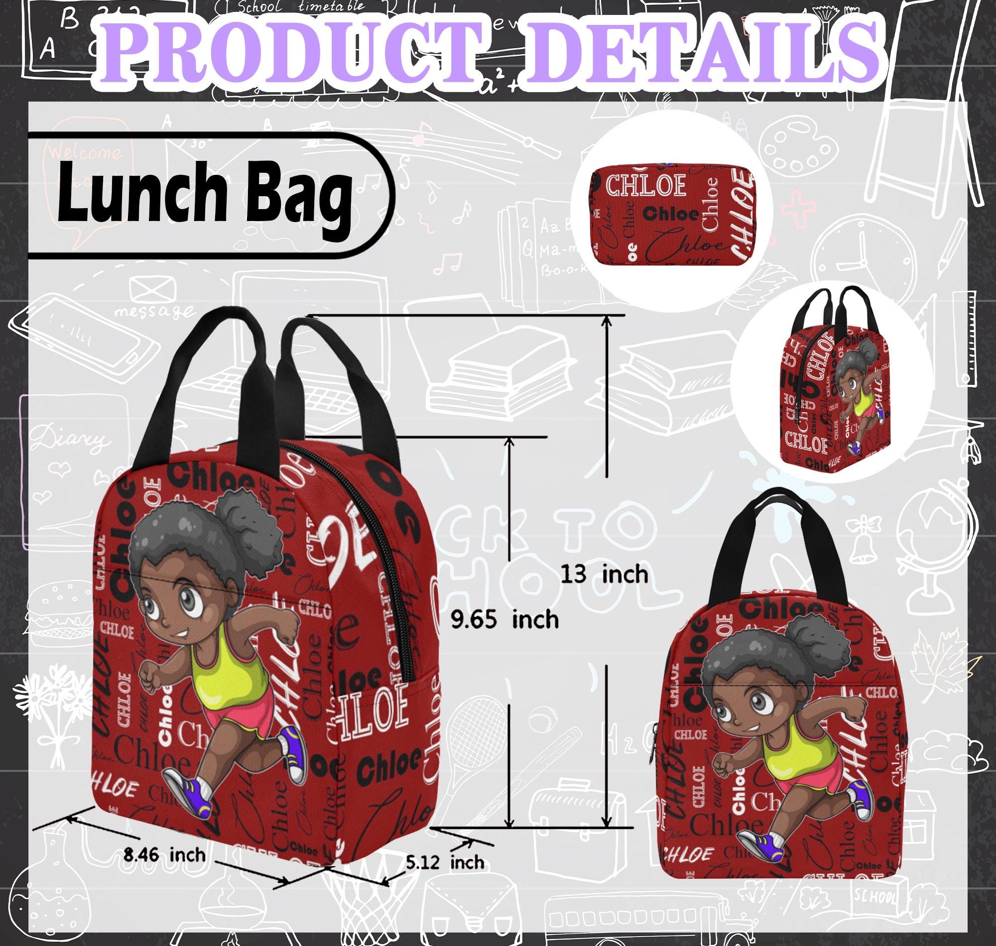 Personalized Name Backpack For Student, Back To School Gift with Name, Lunch Bag, Pencil Bag, Black Boy/Girl Bookbag, Birthday Gift for Kids
