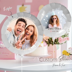 Personalized Photo Balloons: Birthday/ Anniversary/ Retirement Party Decoration, 18 inch Balloons
