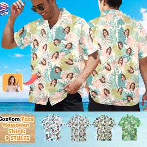 Custom Face Hawaiian Shirt, Personalized Hawaiian Shirt Face/Photo, Customized Button Shirt, Custom Gift for Man Woman, Father&#39;s Day Gift