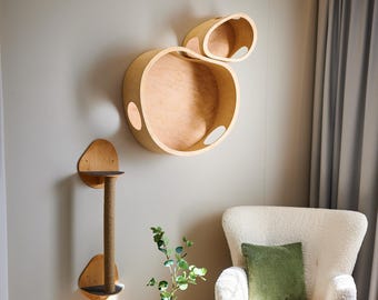 Set di mobili da parete per gatti: 2 cucce per gatti (S + XL) e tiragraffi (M)