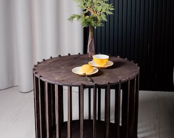 Modern Dark Wood Coffee Table Dog House: Pet Bed Kennel